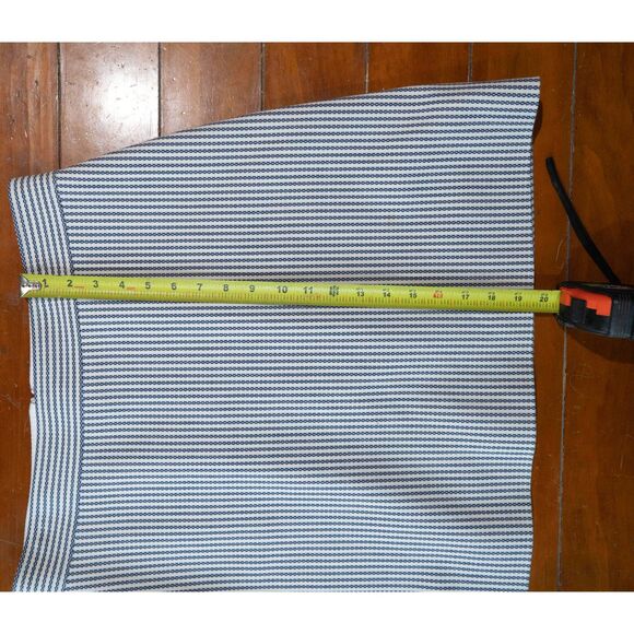 Theory Virgin Wool High Waist Mini Blue and White Sayre Striped A-Line Skirt 12 - Picture 10 of 11